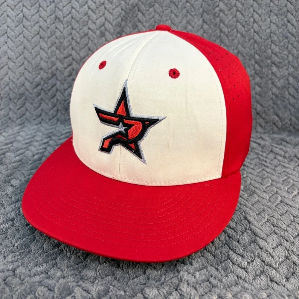 EvoShield FlexFit Baseball Hat Red White Star Logo Perforated Cap Size S/M 0660